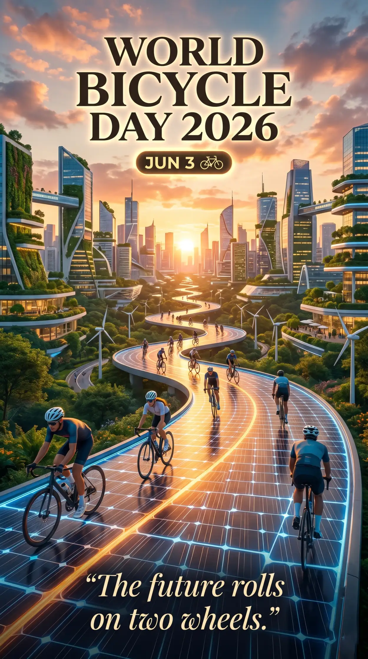 Free Download World Bicycle Day 2026 Road Cycling Poster - High Quality World Bicycle Day 2026 Image