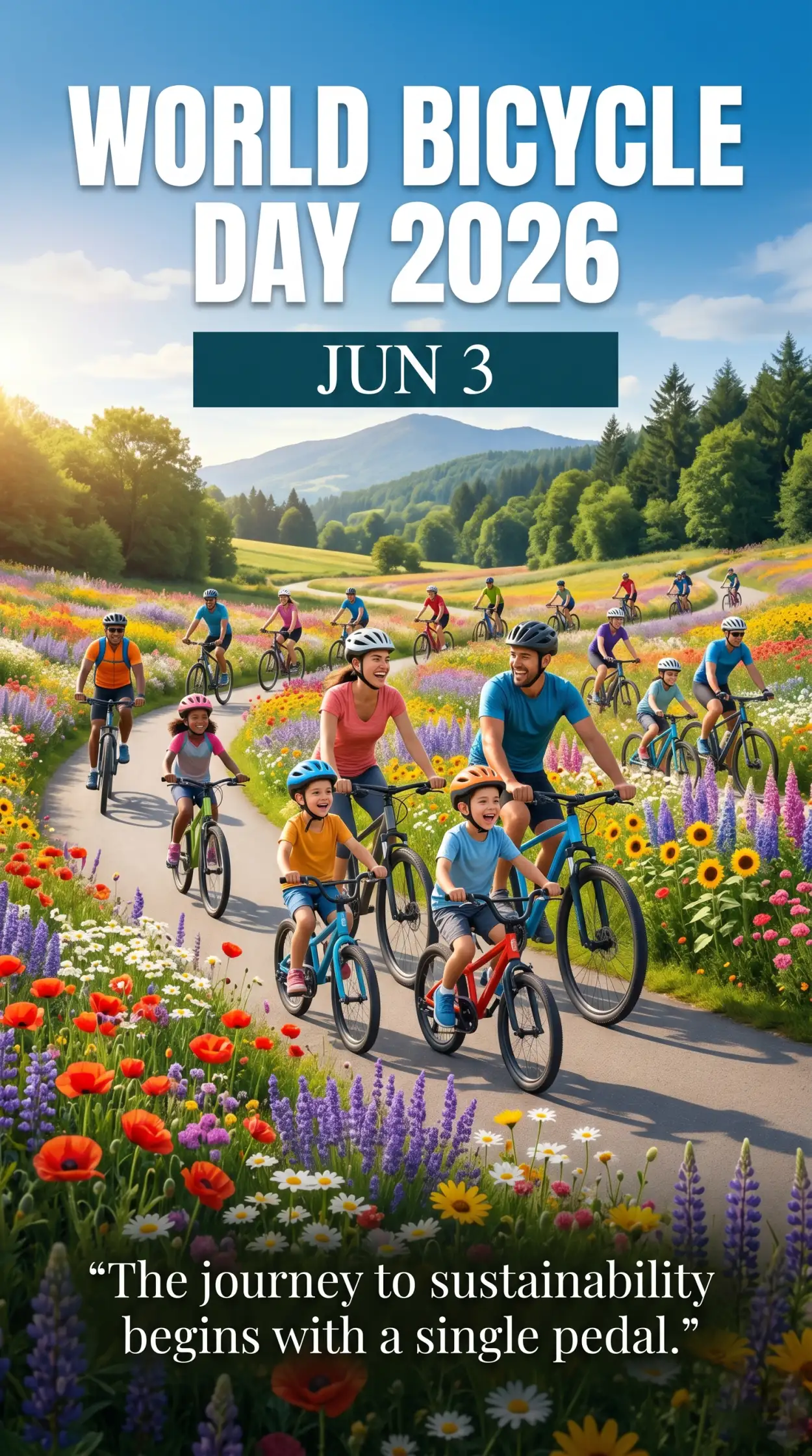 Free Download World Bicycle Day 2026 School Poster - High Quality World Bicycle Day 2026 Image