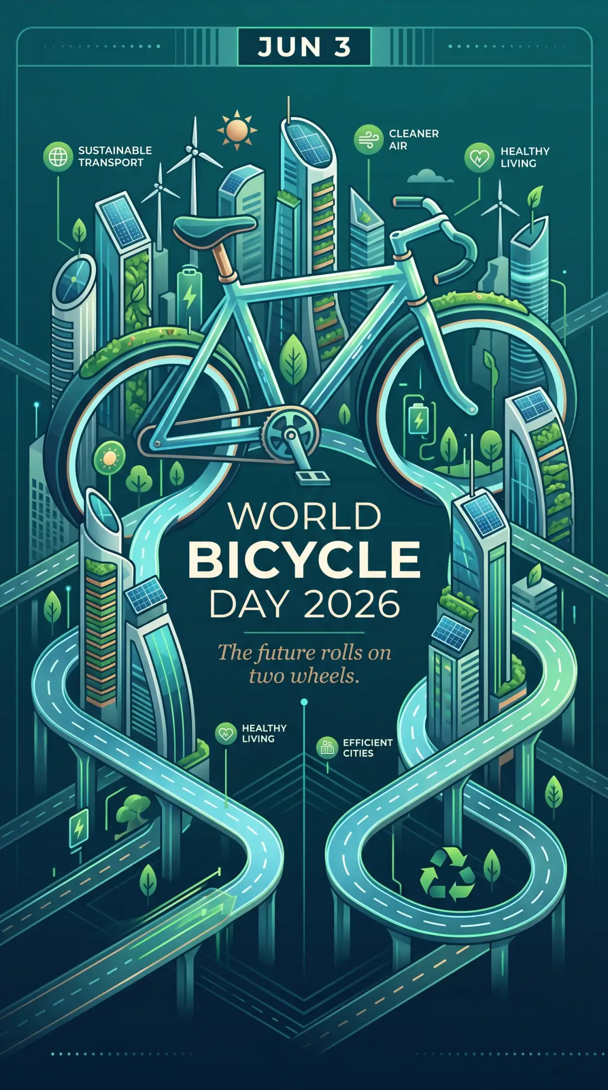 Free Download World Bicycle Day 2026 Typography Poster - High Quality World Bicycle Day 2026 Image