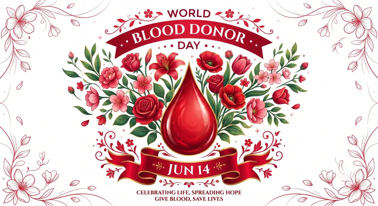 Free Download World Blood Donor Day 2026 Flat Vector Awareness Design - High Quality World Blood Donor Day 2026 Image