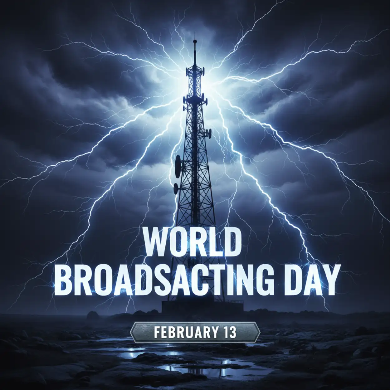Free Download World Broadcasting Day Radio Tower Illustration - High Quality World Broadcasting Day Image