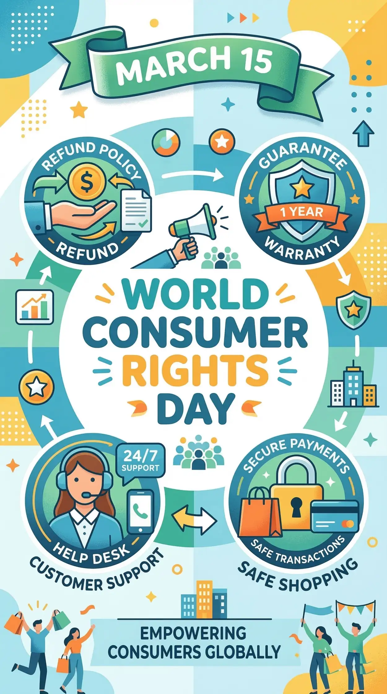Free Download World Consumer Rights Day Awareness Vector Illustration - High Quality World Consumer Rights Day Image