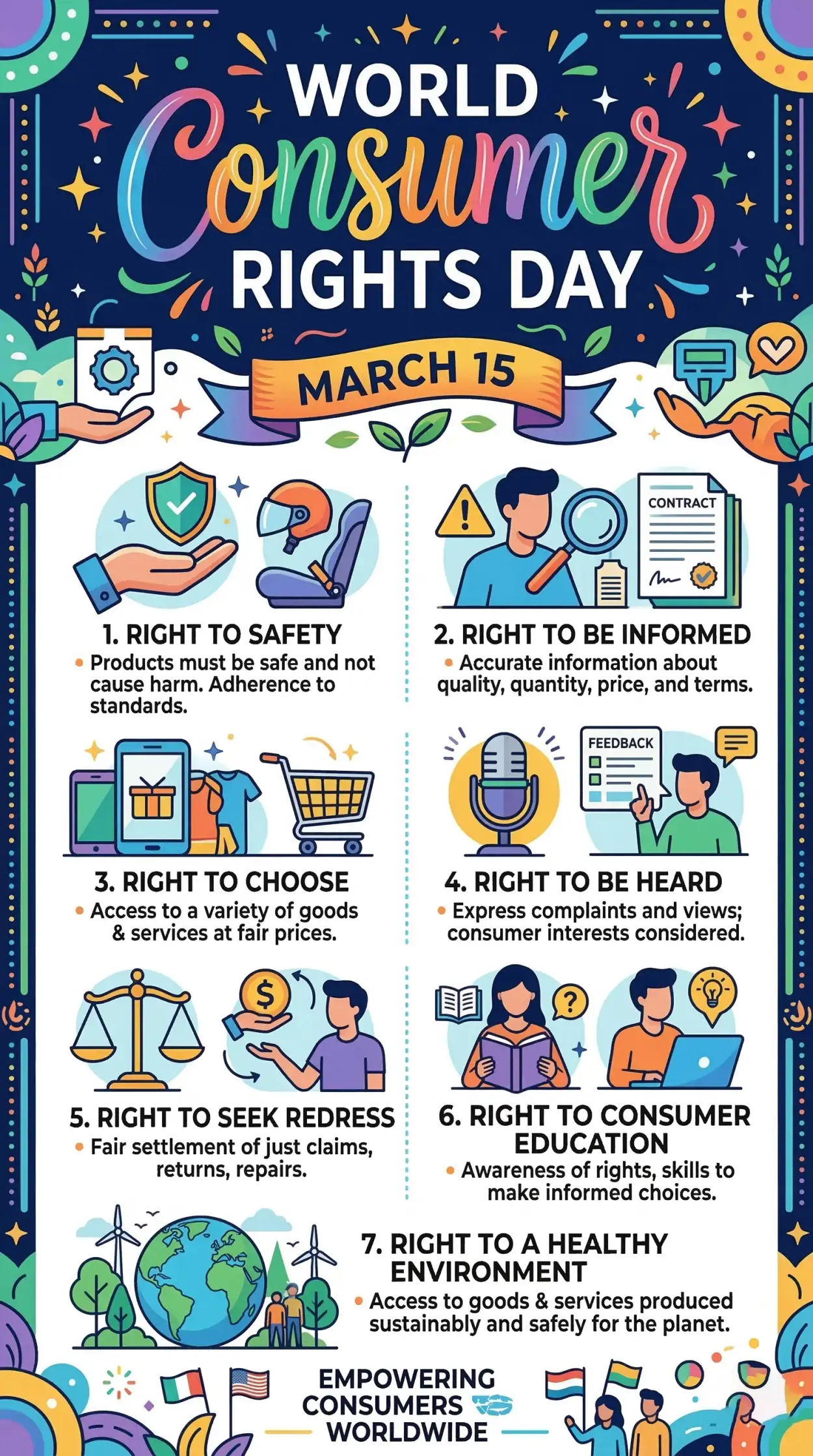 Free Download World Consumer Rights Day Educational Infographic - High Quality World Consumer Rights Day Image