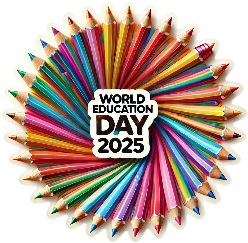 Free Download World Education Day 2025 Png With Books And Pencils - High Quality World Education Day PNG PNG Image