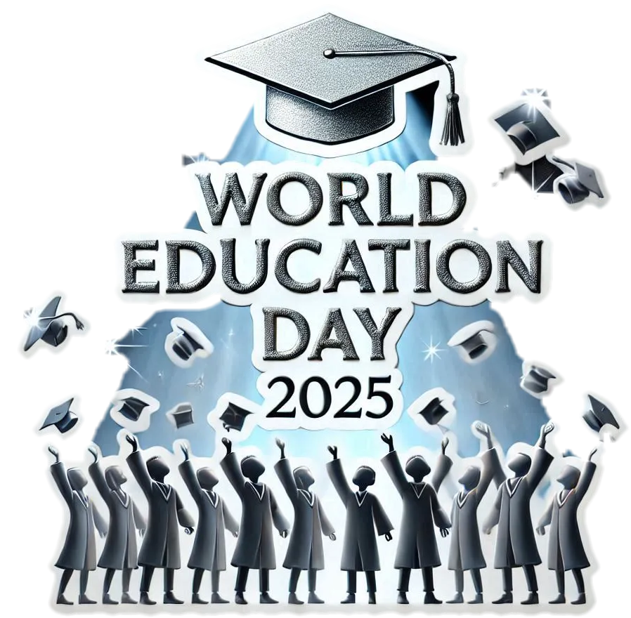 World Education Day 2025 Png With Graduation Cap Design - Royalty Free World Education Day Png Image | Pngmagic Free Download World Education Day 2025 Png With Graduation Cap Design - High Quality World Education Day Png PNG Image