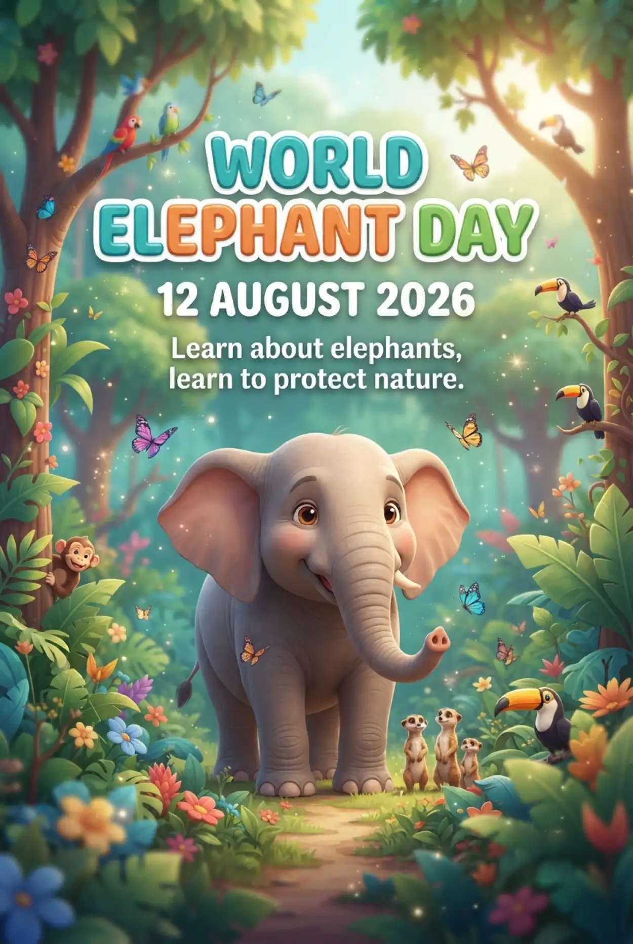 Free Download World Elephant Day 2026 Children Activity Poster - High Quality World Elephant Day 2026 Image