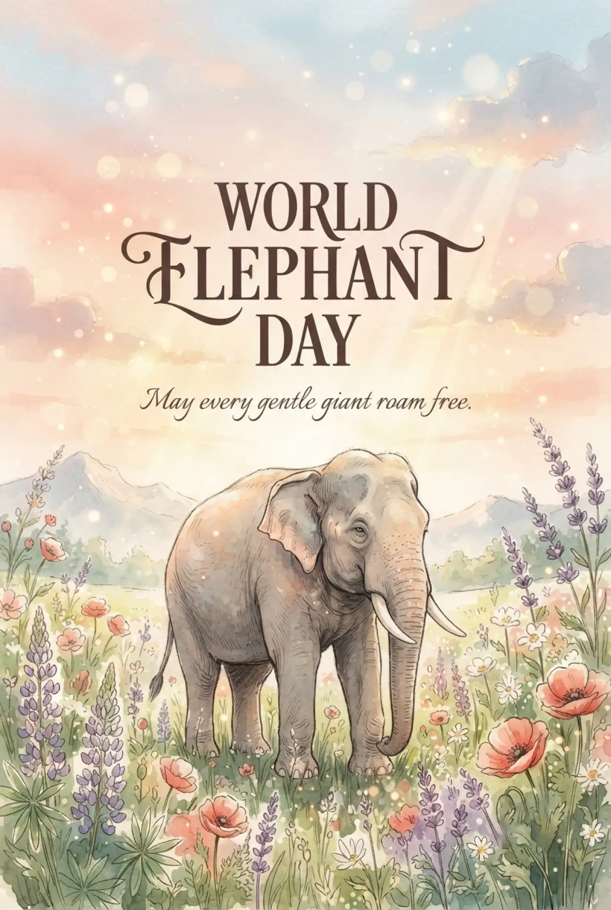 Free Download World Elephant Day 2026 Cute Elephant Illustration - High Quality World Elephant Day 2026 Image