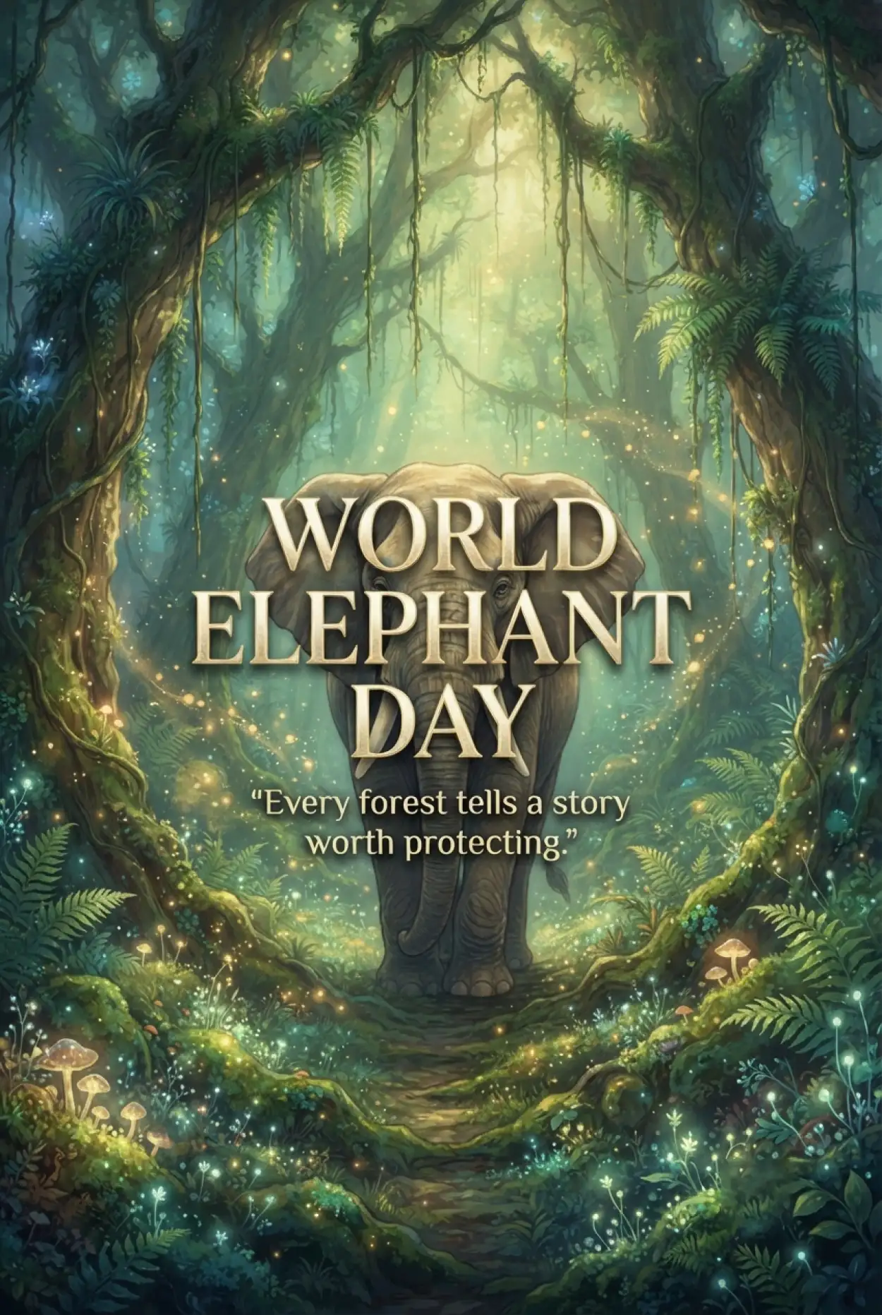 Free Download World Elephant Day 2026 Elephant In Forest Illustration - High Quality World Elephant Day 2026 Image