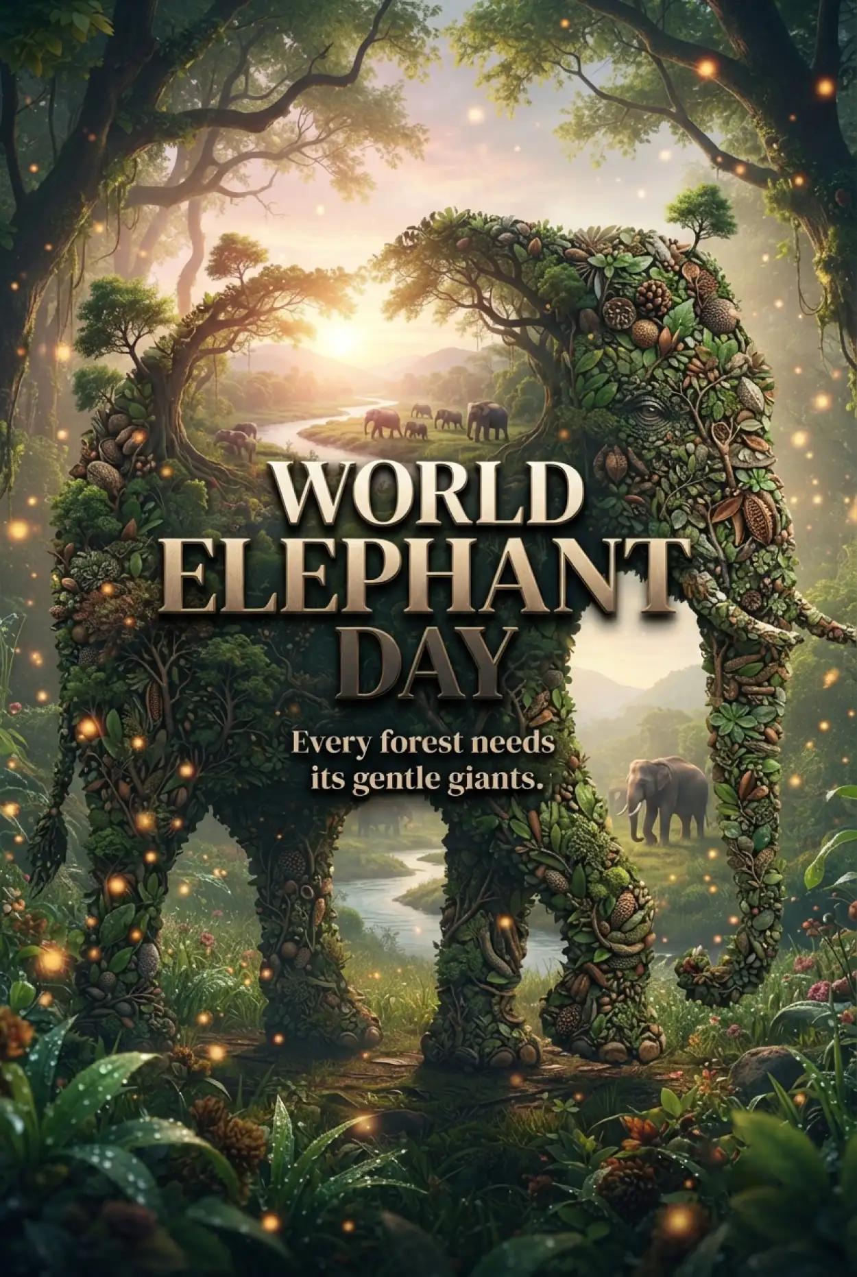 Free Download World Elephant Day 2026 Forest Elephant Poster - High Quality World Elephant Day 2026 Image