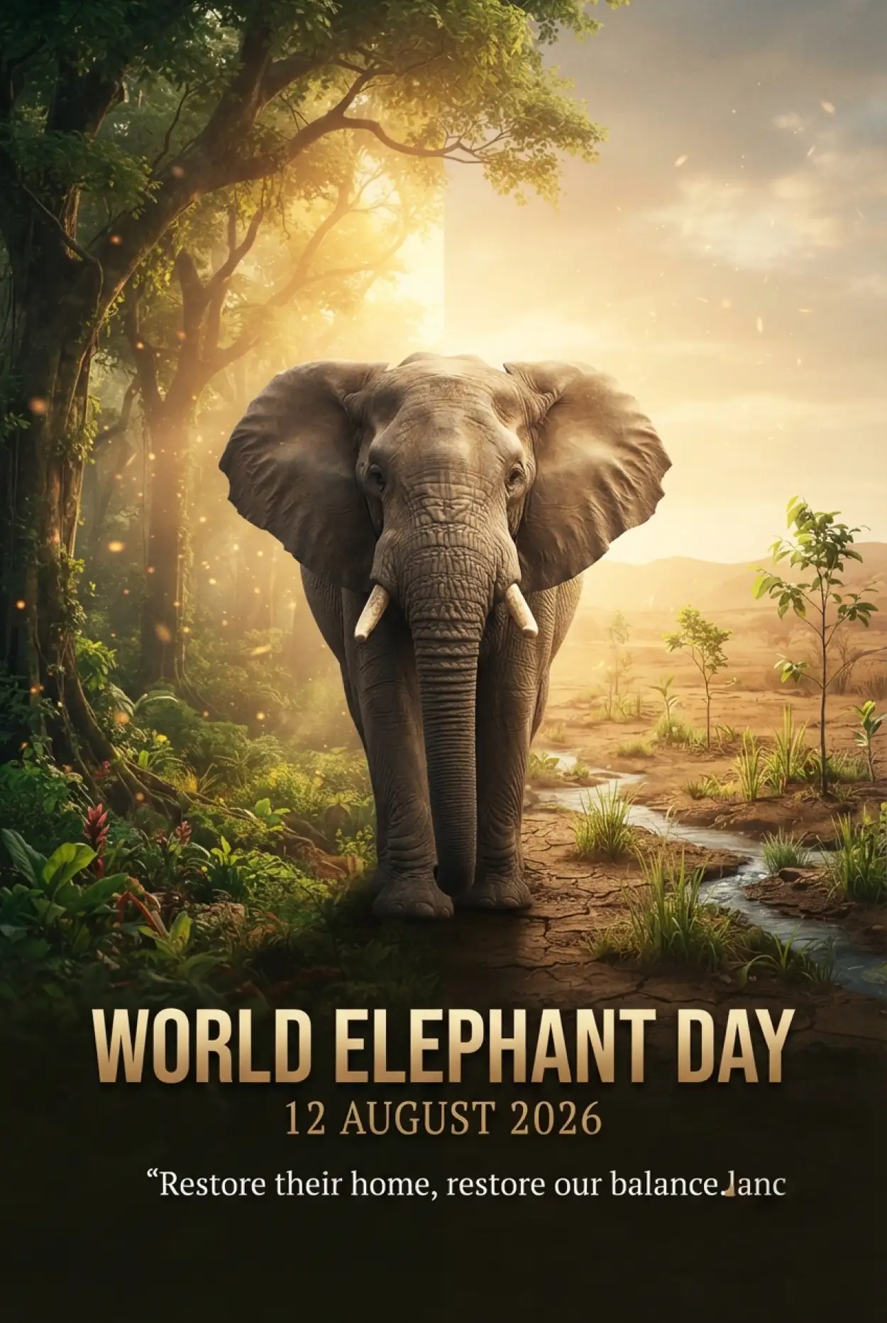 Free Download World Elephant Day 2026 Realistic Elephant Image - High Quality World Elephant Day 2026 Image