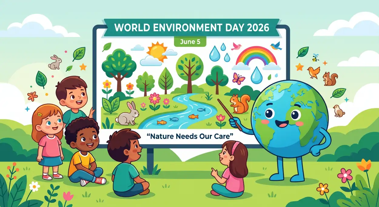 Free Download World Environment Day Cartoon Artwork For Children - High Quality World Environment Day Kids Artwork 2026 Image