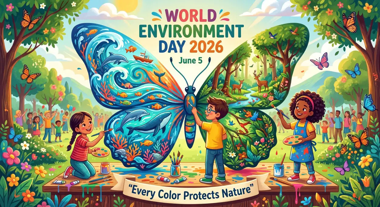 Free Download World Environment Day Colorful Poster For Kids - High Quality World Environment Day Kids Artwork 2026 Image
