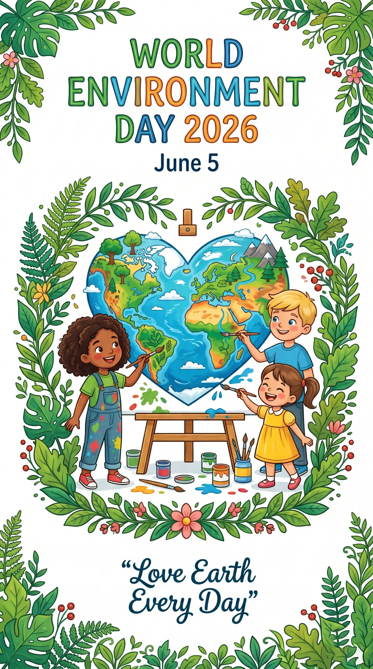 Free Download World Environment Day Coloring Page For Children - High Quality World Environment Day Kids Artwork 2026 Image