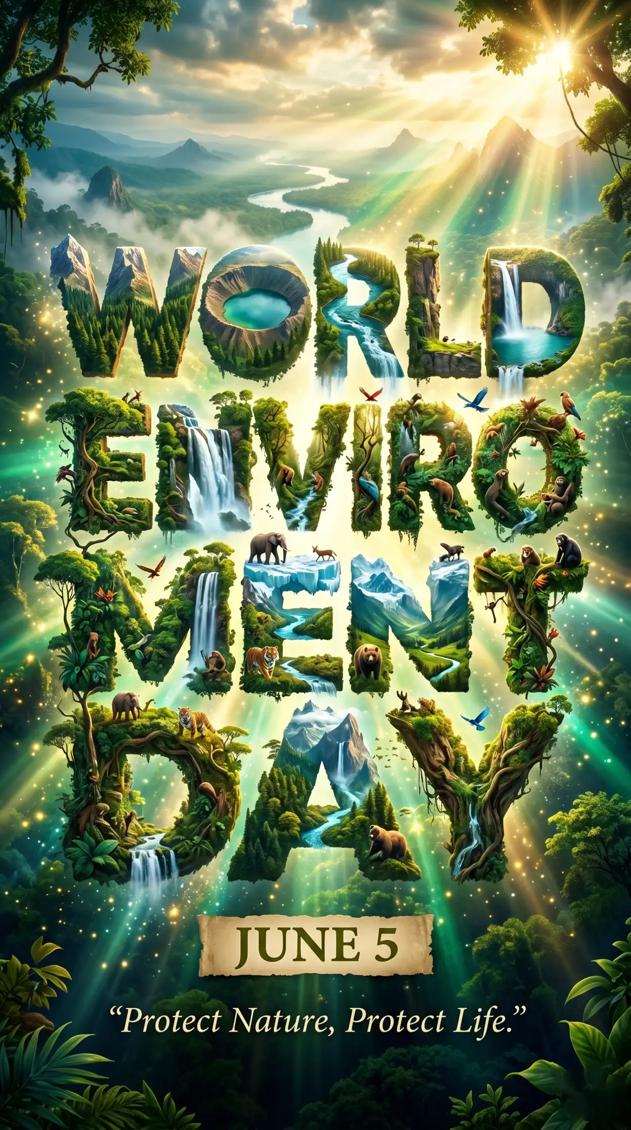 Free Download World Environment Day Poster Ideas With Environmental Typography - High Quality World Environment Day Poster Ideas 2026 Image