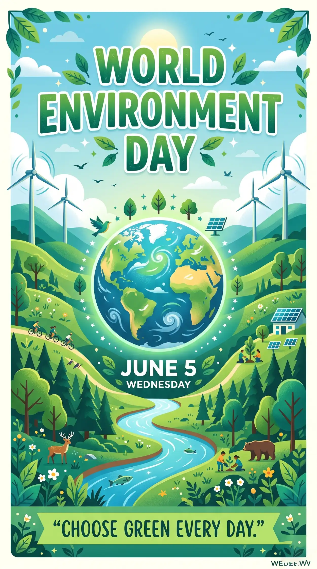 Free Download World Environment Day Poster Ideas With Green Earth Illustration - High Quality World Environment Day Poster Ideas 2026 Image