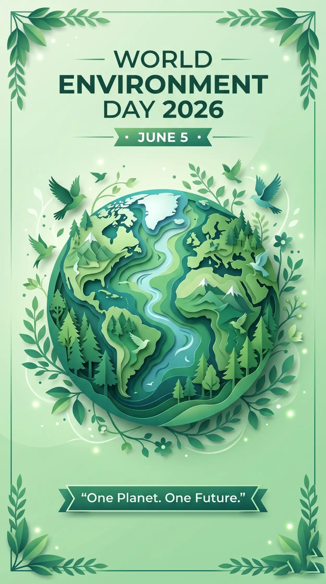 Free Download World Environment Day Poster Ideas With Green Landscape Illustration - High Quality World Environment Day Poster Ideas 2026 Image