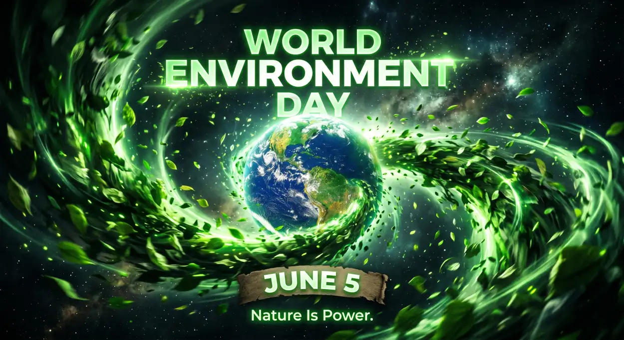 Free Download World Environment Day Poster Ideas With Nature And Technology Concept - High Quality World Environment Day Poster Ideas 2026 Image