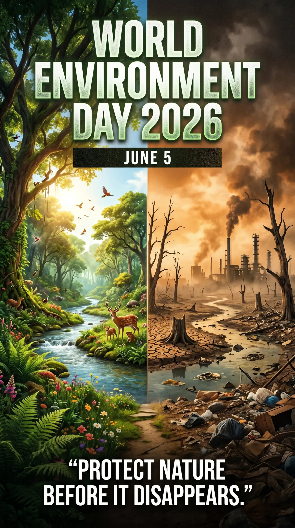 Free Download World Environment Day Poster Ideas With Zero Pollution Concept - High Quality World Environment Day Poster Ideas 2026 Image