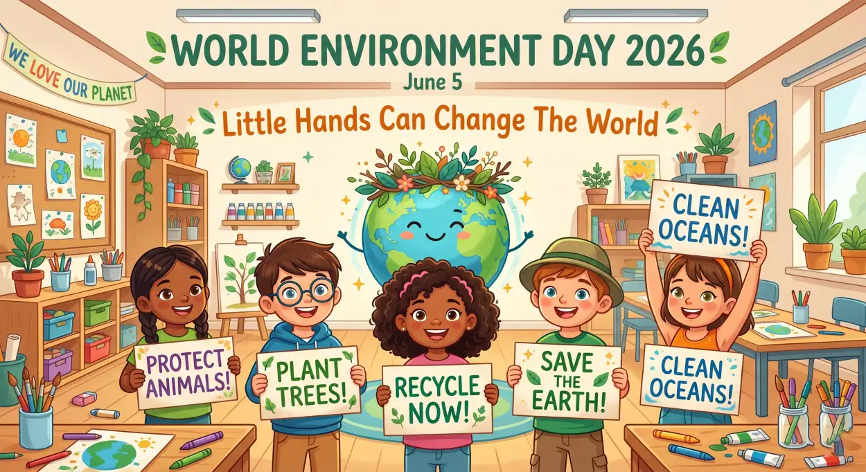 Free Download World Environment Day School Campaign Artwork - High Quality World Environment Day Kids Artwork 2026 Image