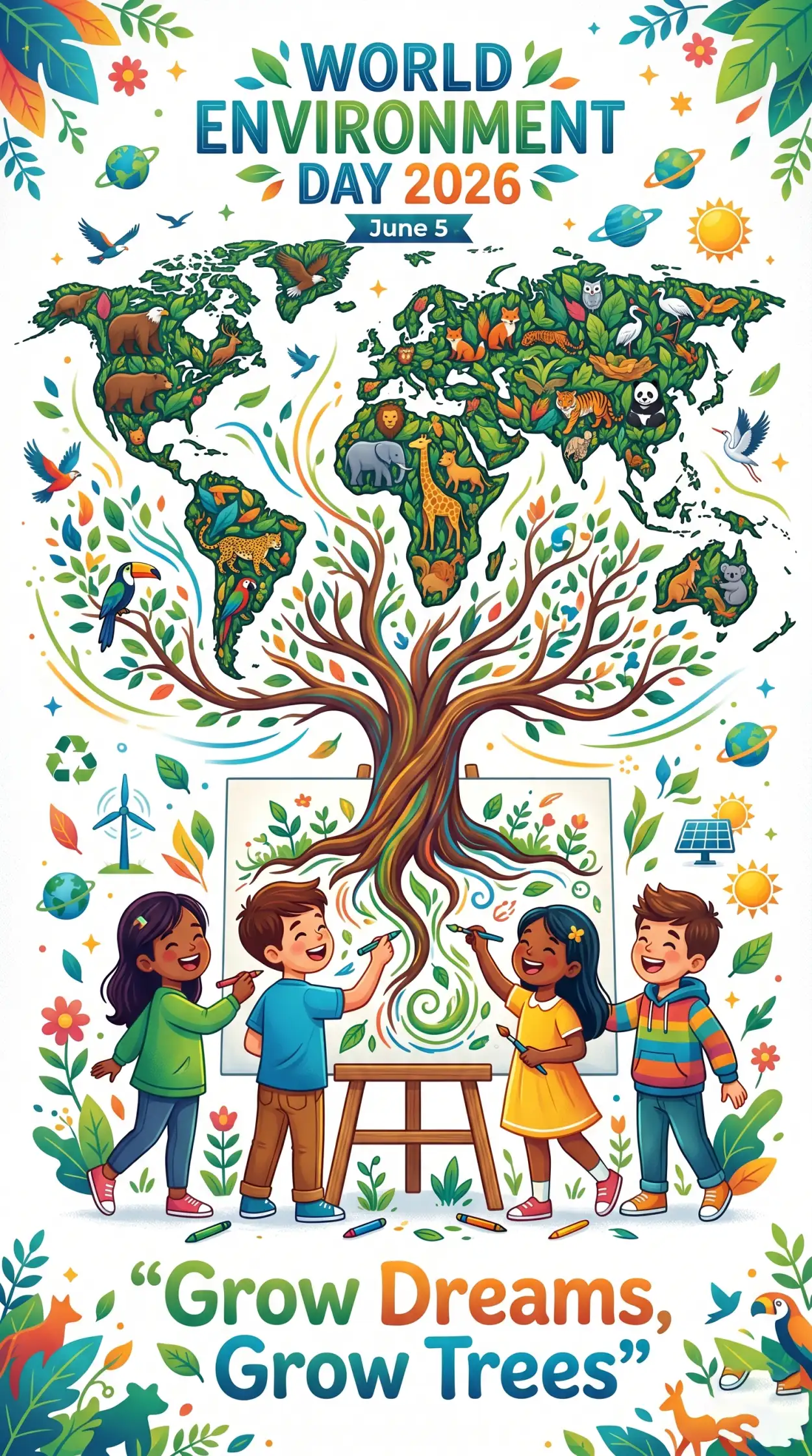 Free Download World Environment Day Tree Planting Drawing For Kids - High Quality World Environment Day Kids Artwork 2026 Image