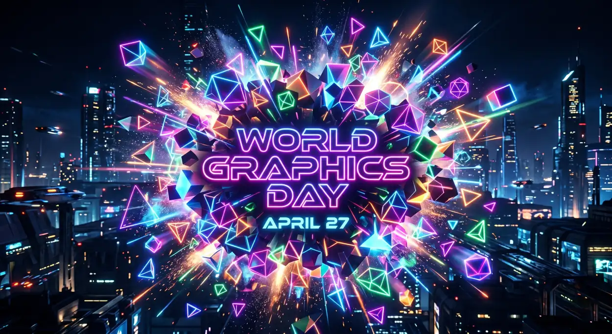 Free Download World Graphics Day Neon Style Graphics - High Quality World Graphics Day 2026 Image