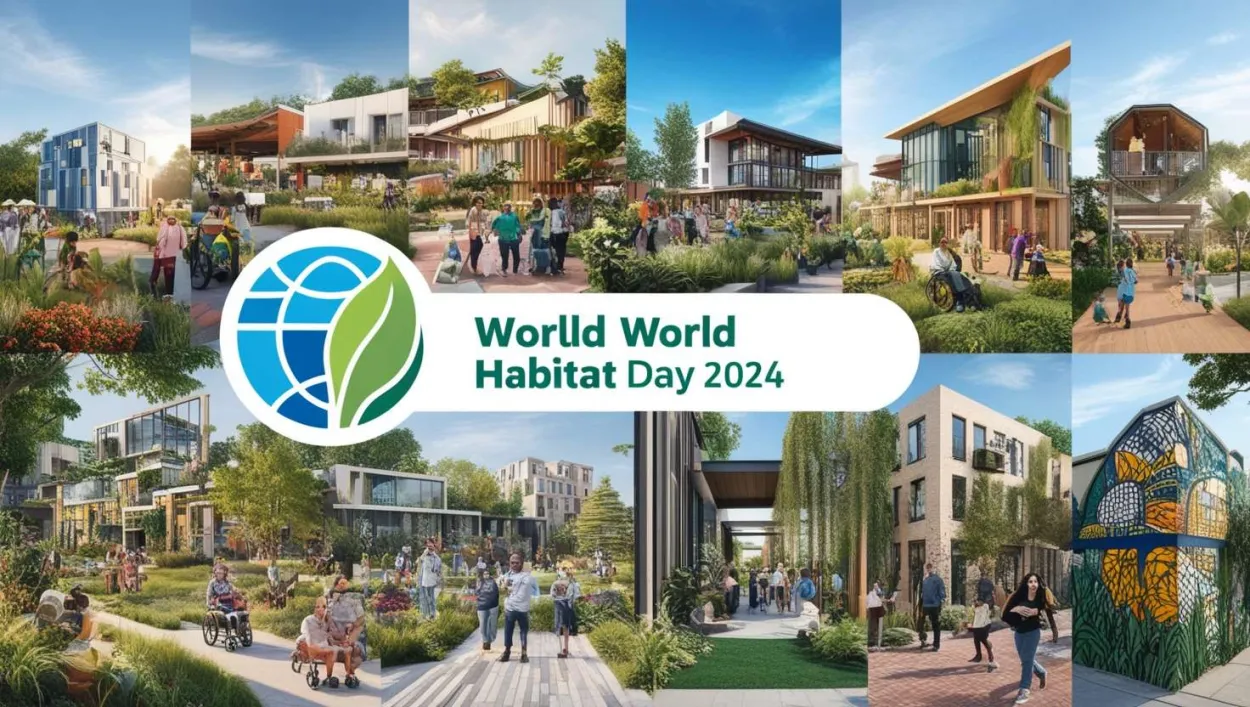 Free Download World Habitat Day 2024 Global Awareness Poster - High Quality Happy World Habitat Day Background