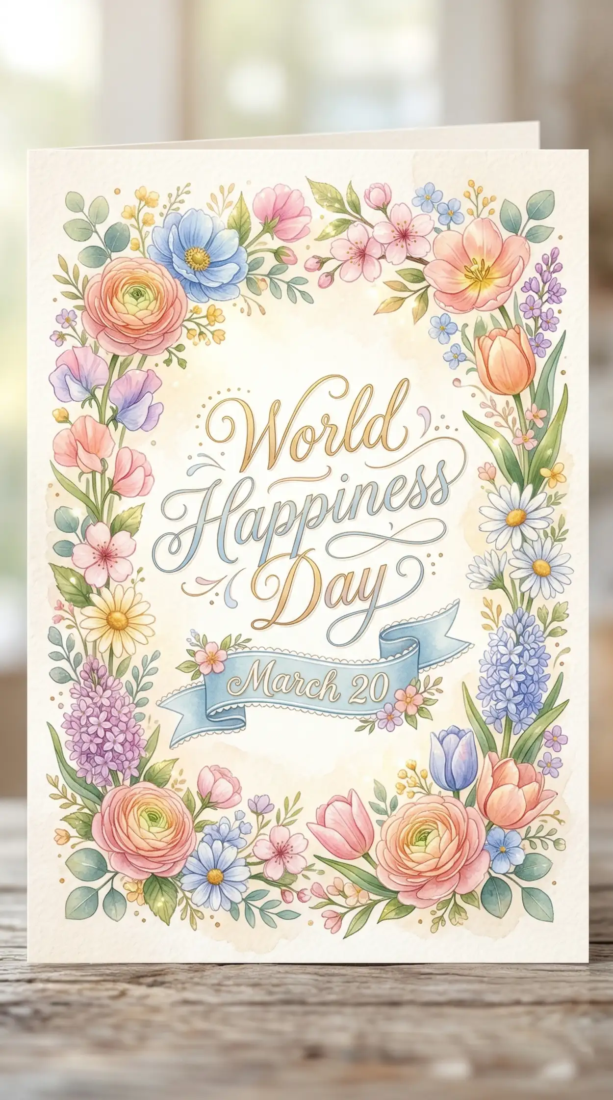 Free Download World Happiness Day 2026 Greeting Card Design 2 - High Quality World Happiness Day 2026 Image