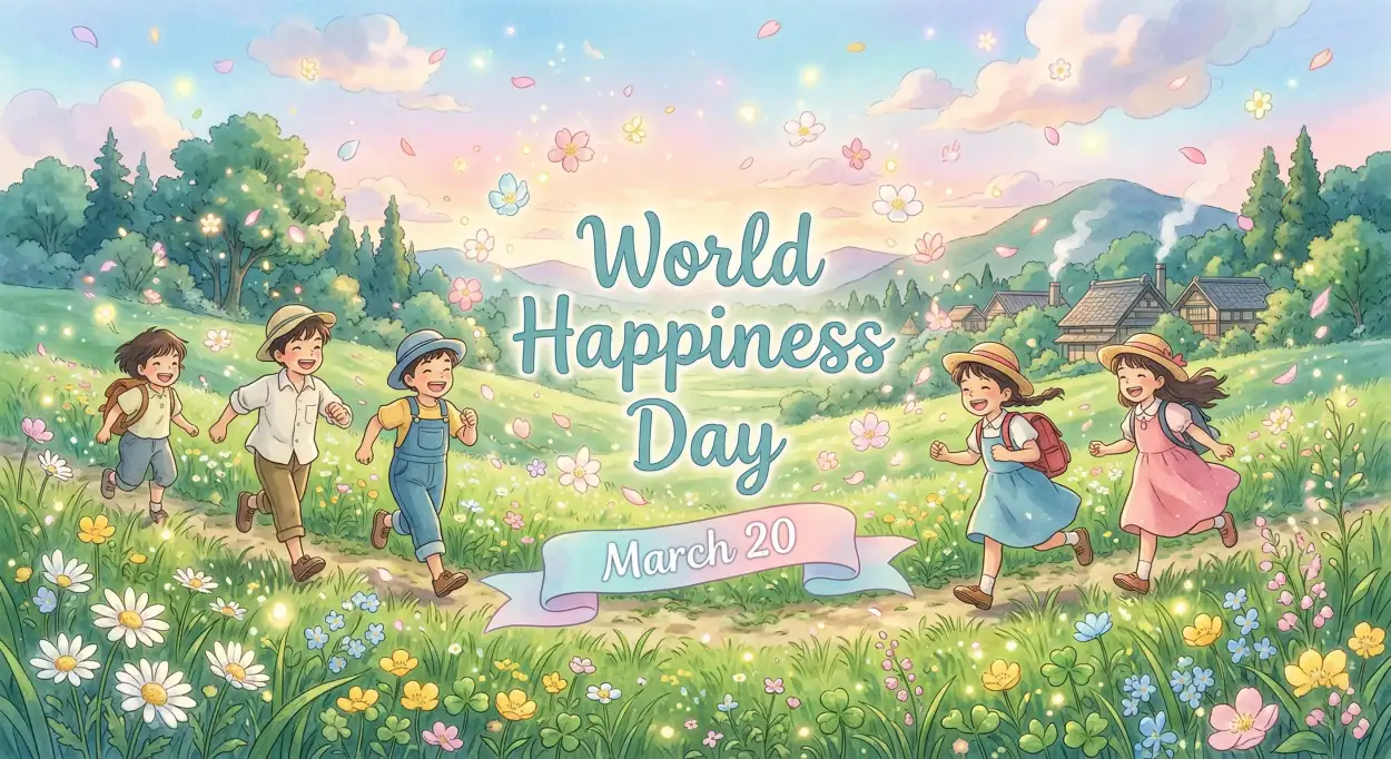 Free Download World Happiness Day 2026 Slogans For Students - High Quality World Happiness Day 2026 Image