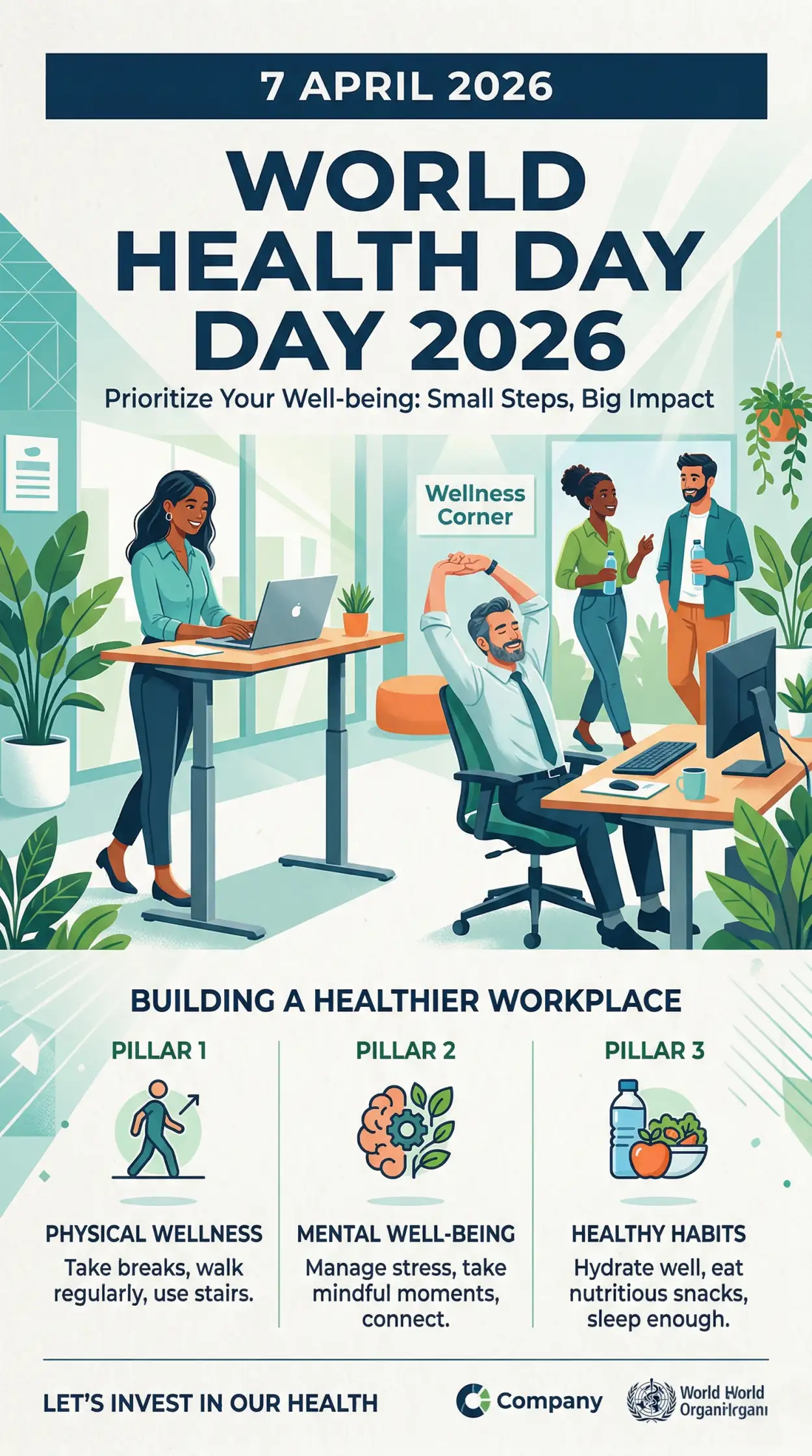 Free Download World Health Day 2026 Corporate Wellness Ideas - High Quality World Health Day 2026 Image