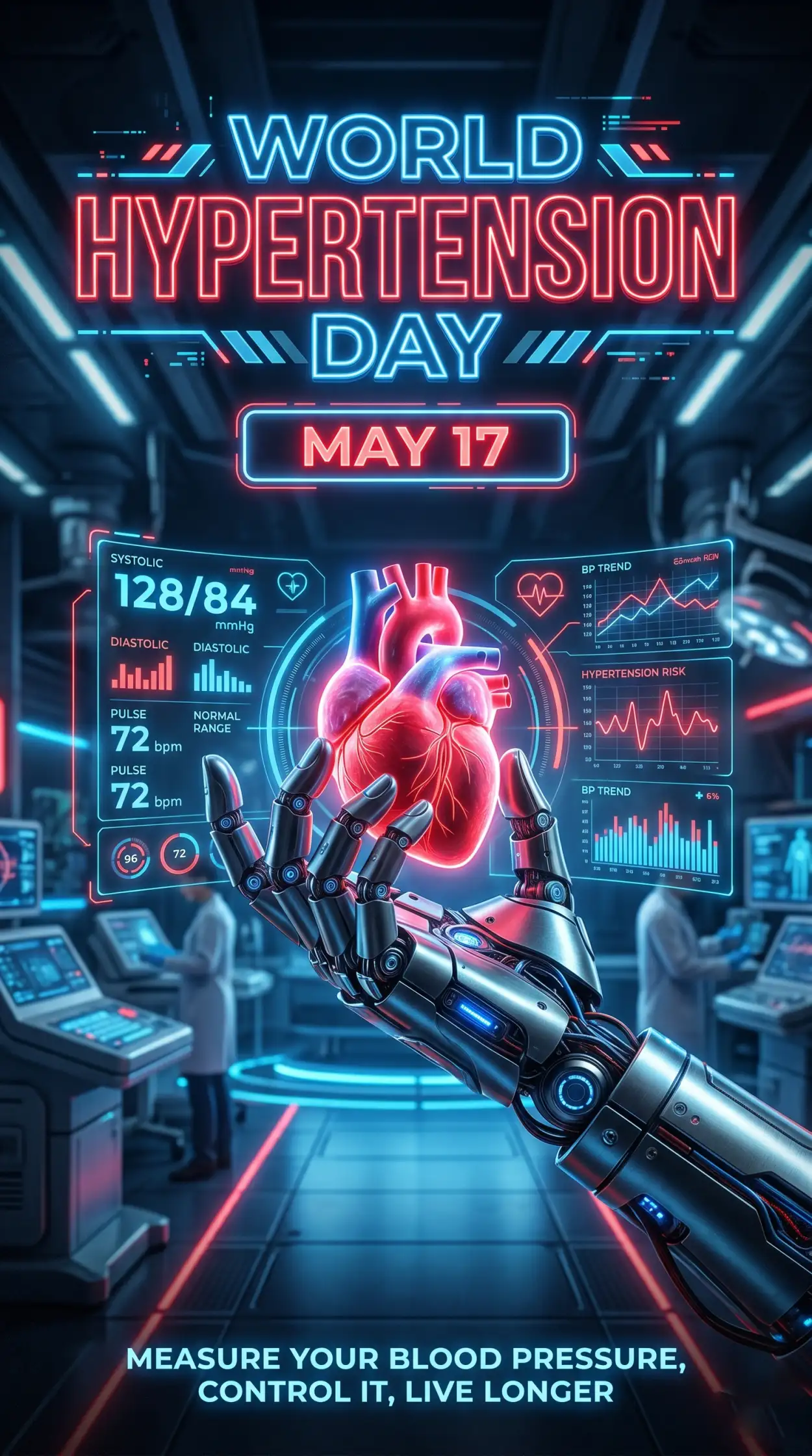 Free Download World Hypertension Day Realistic Doctor Poster - High Quality World Hypertension Day Image