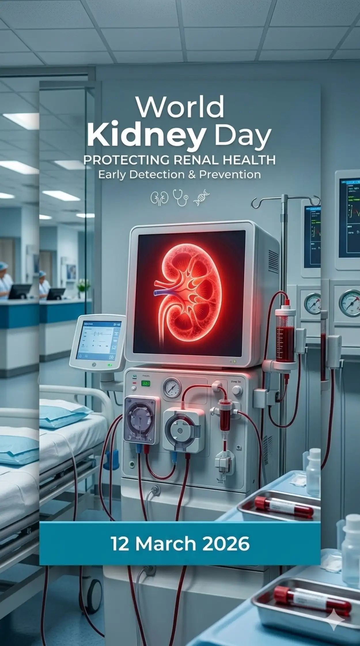 Free Download World Kidney Day 2026 Hospital Awareness Campaign Poster - High Quality World Kidney Day Image