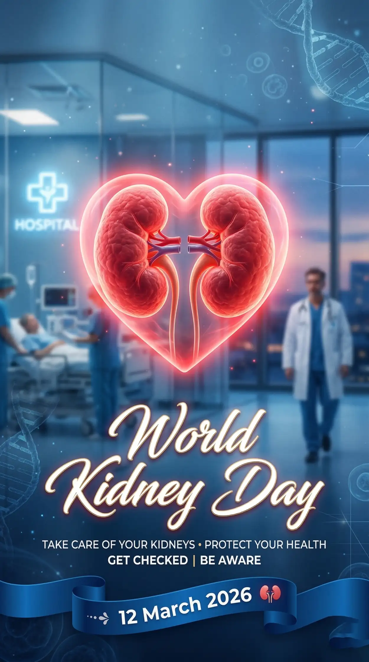 Free Download World Kidney Day 2026 Hospital Poster Design - High Quality World Kidney Day Image