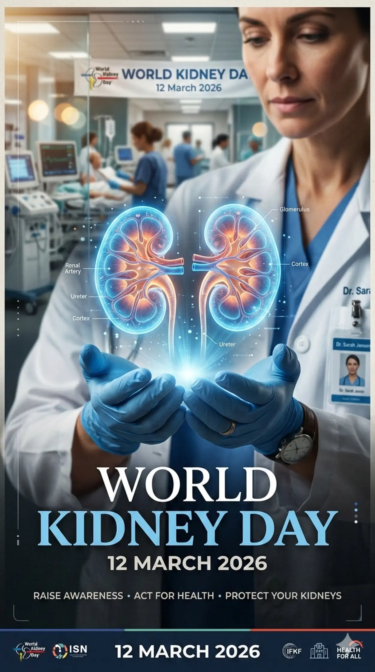 Free Download World Kidney Day 2026 Kidney Awareness Hospital Promotion Poster - High Quality World Kidney Day Image