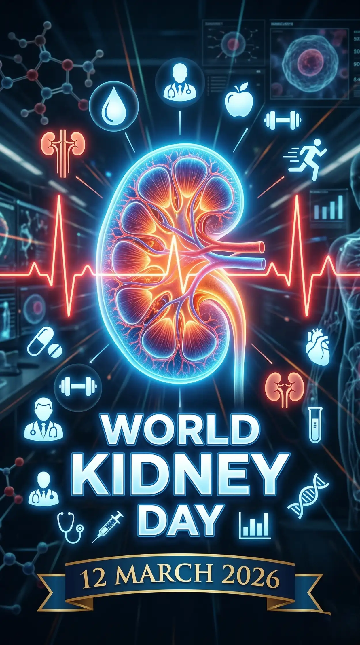 Free Download World Kidney Day 2026 Kidney Health Educational Poster - High Quality World Kidney Day Image