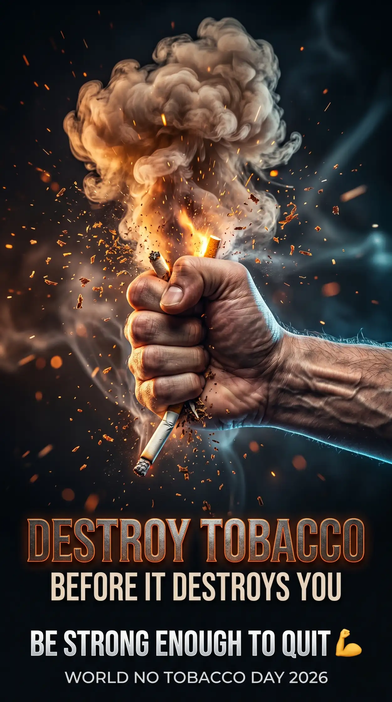 Free Download World No Tobacco Day 2026 Cigarette Danger Poster - High Quality World No Tobacco Day 2026 Image