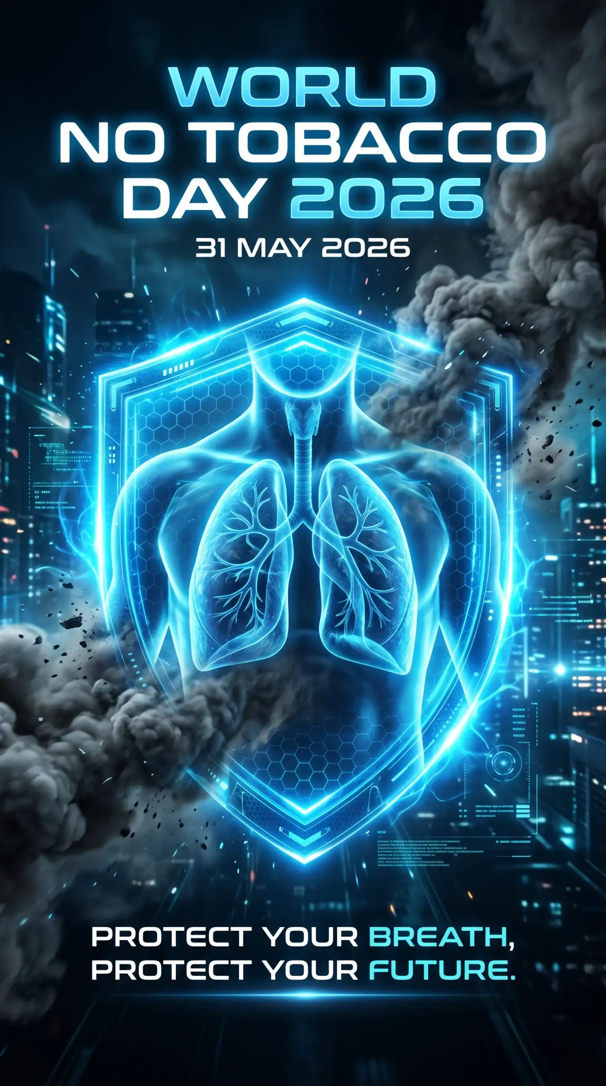 Free Download World No Tobacco Day 2026 Cinematic Poster Design - High Quality World No Tobacco Day 2026 Image