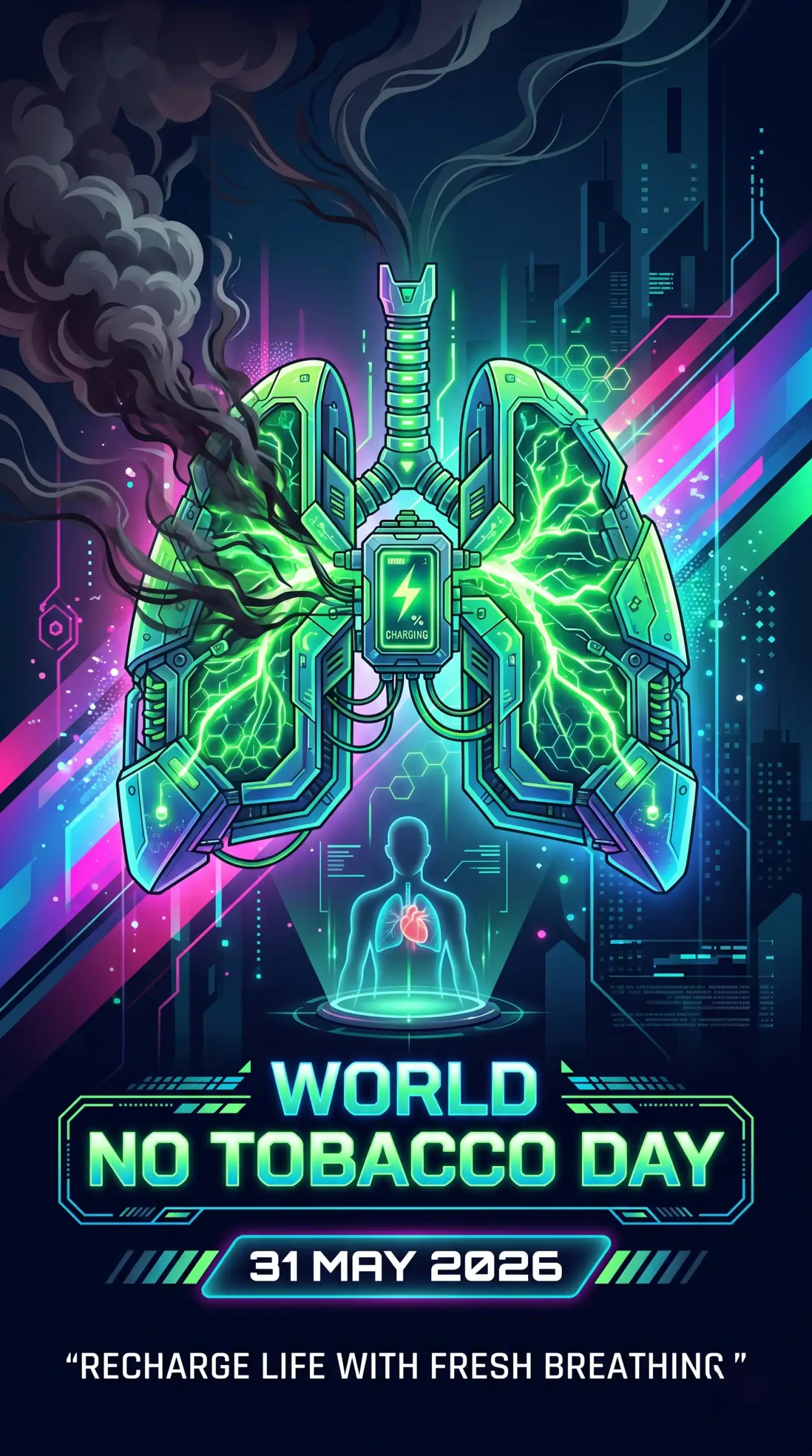 Free Download World No Tobacco Day 2026 Stylish Typography Poster - High Quality World No Tobacco Day 2026 Image