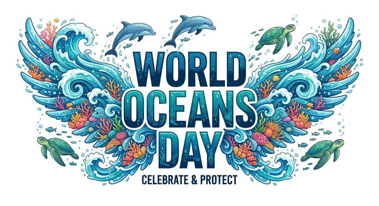 Free Download World Oceans Day Png With Dolphin Artwork - High Quality World Oceans Day Png Transparent PNG