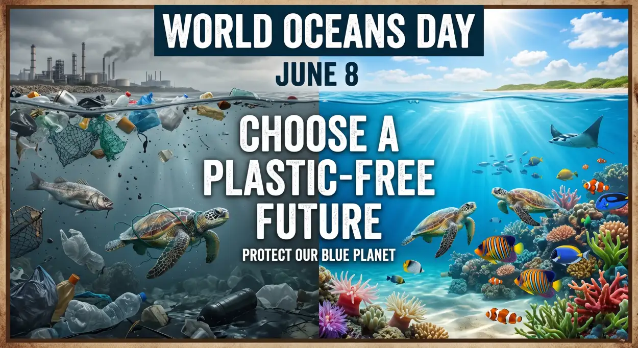 Free Download World Oceans Day Social Media Post Against Plastic Pollution - High Quality World Oceans Day Social Media Post Image