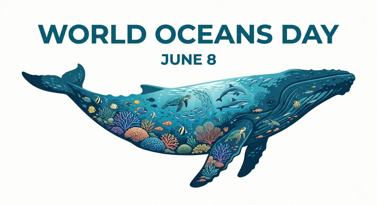 Free Download World Oceans Day Social Media Post Featuring Whales - High Quality World Oceans Day Social Media Post Image