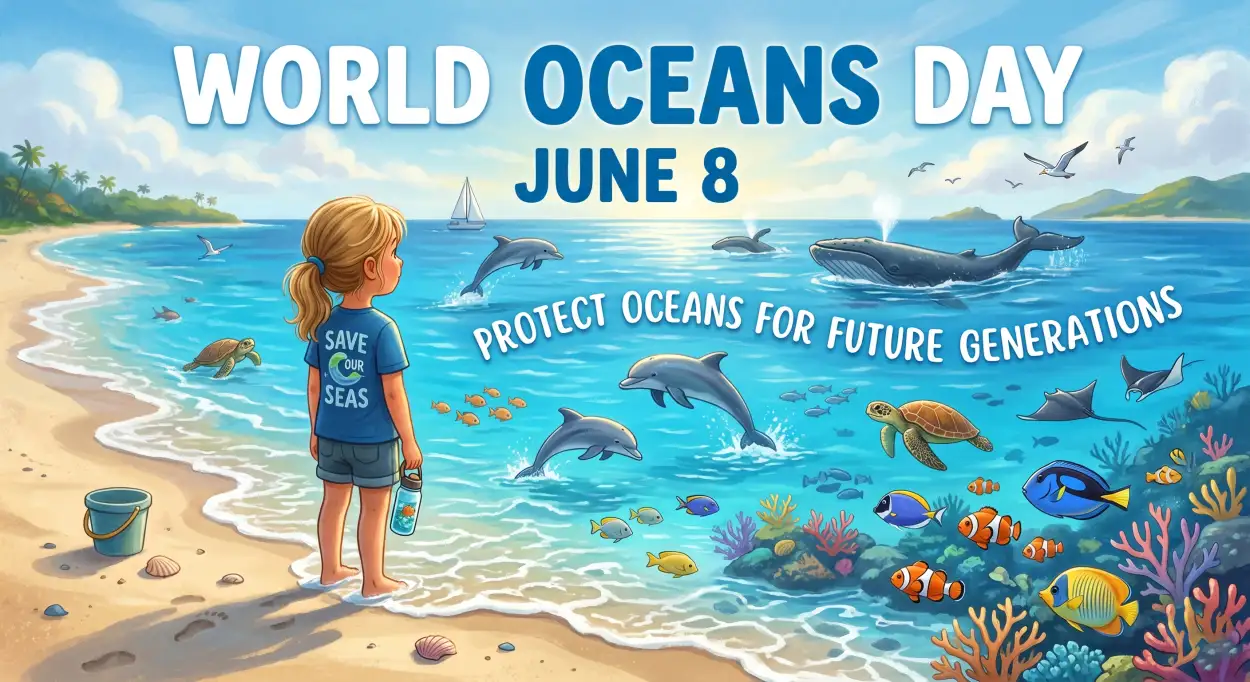 Free Download World Oceans Day Social Media Post For Children - High Quality World Oceans Day Social Media Post Image