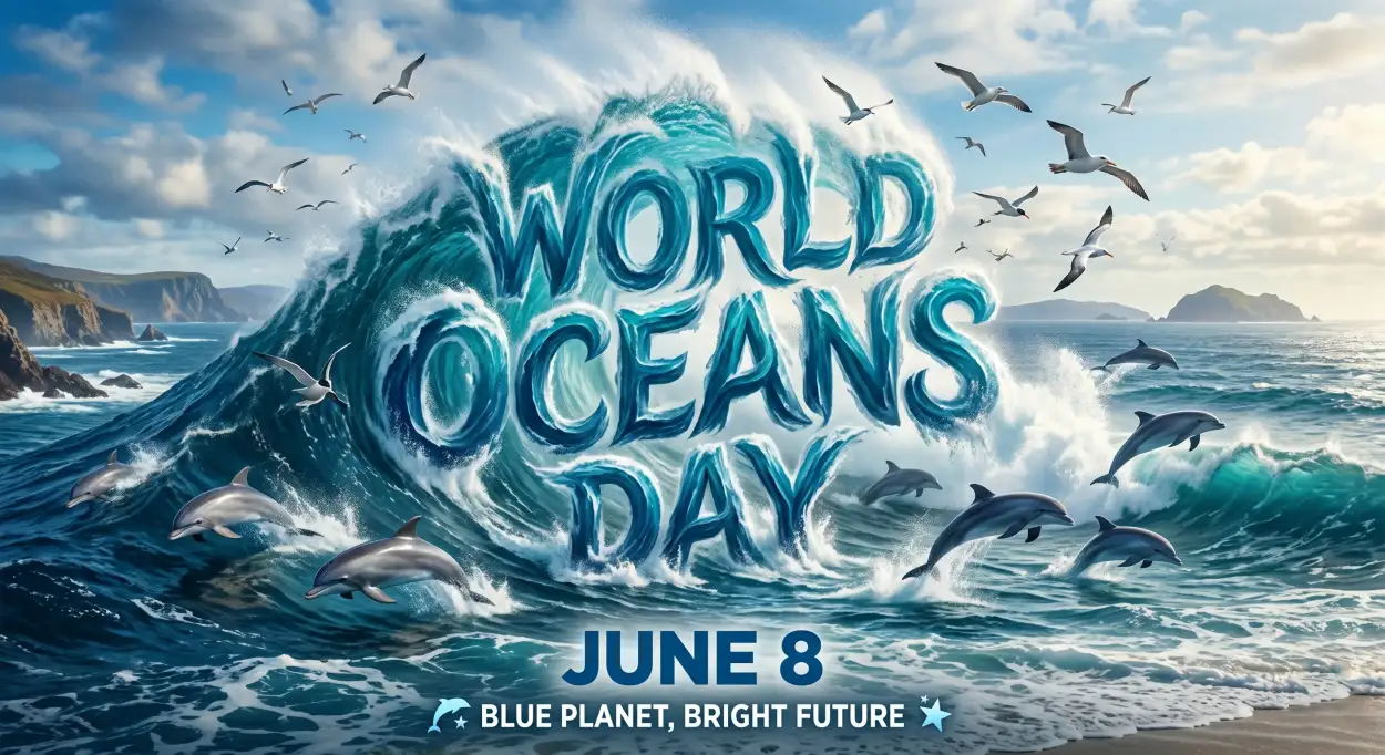 Free Download World Oceans Day Social Media Post With Blue Theme - High Quality World Oceans Day Social Media Post Image