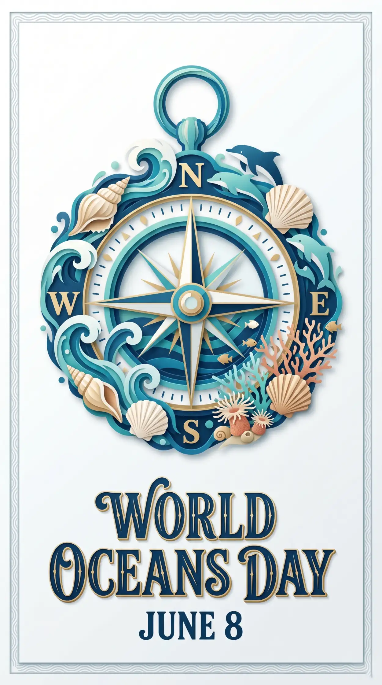 Free Download World Oceans Day Social Media Post With Typography Design - High Quality World Oceans Day Social Media Post Image