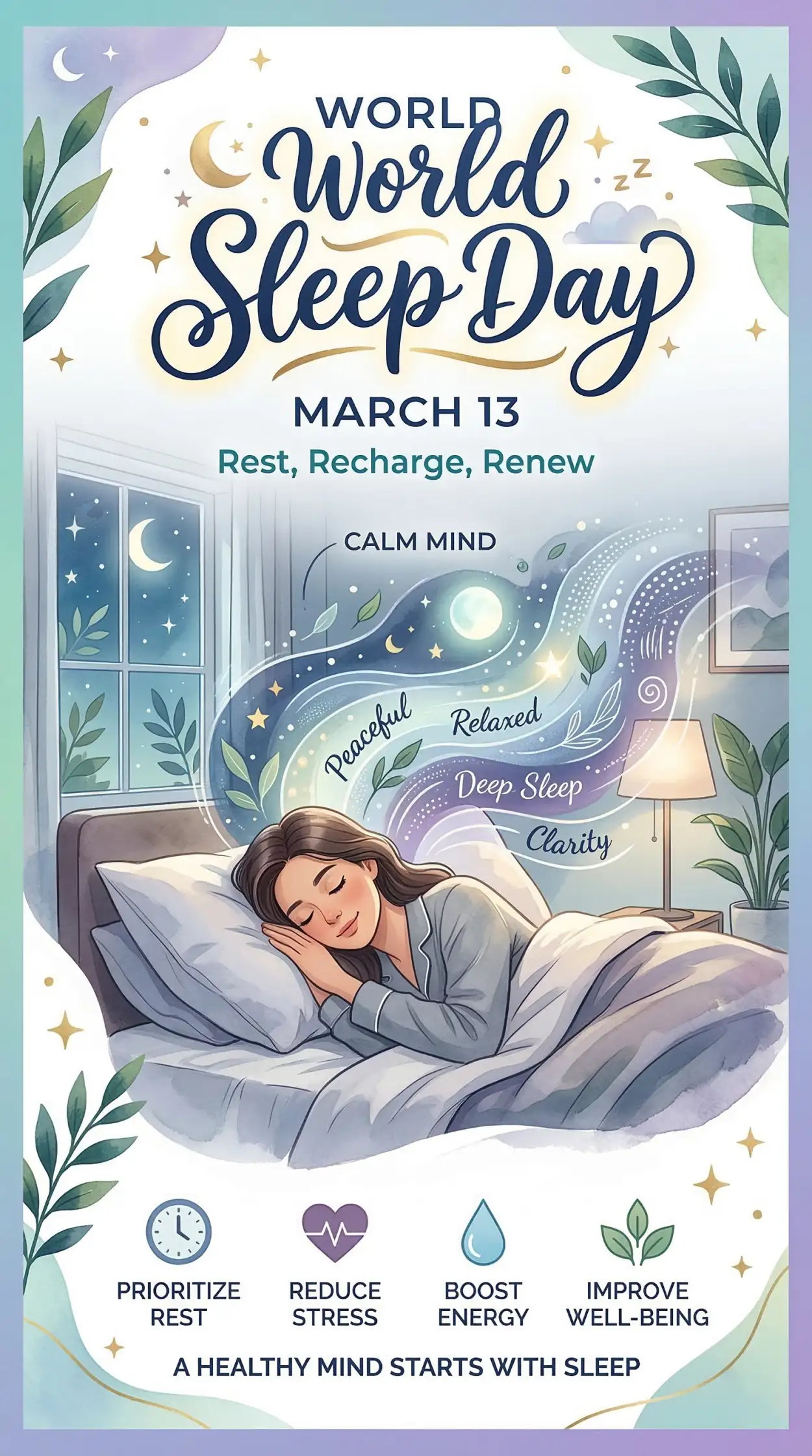 Free Download World Sleep Day Wellness Poster Design - High Quality World Sleep Day Image