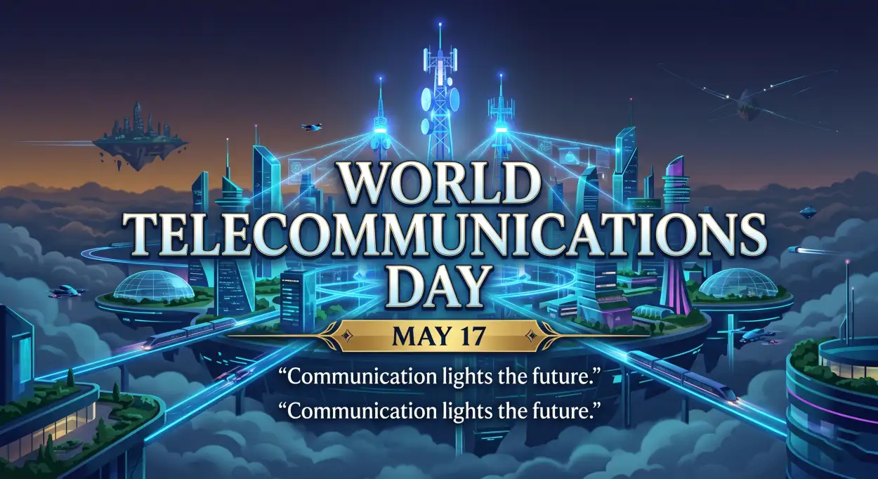 Free Download World Telecommunications Day 2026 Futuristic Communication Banner - High Quality World Telecommunications Day Image