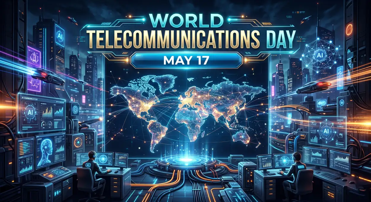Free Download World Telecommunications Day 2026 Futuristic Telecom Graphics - High Quality World Telecommunications Day Image
