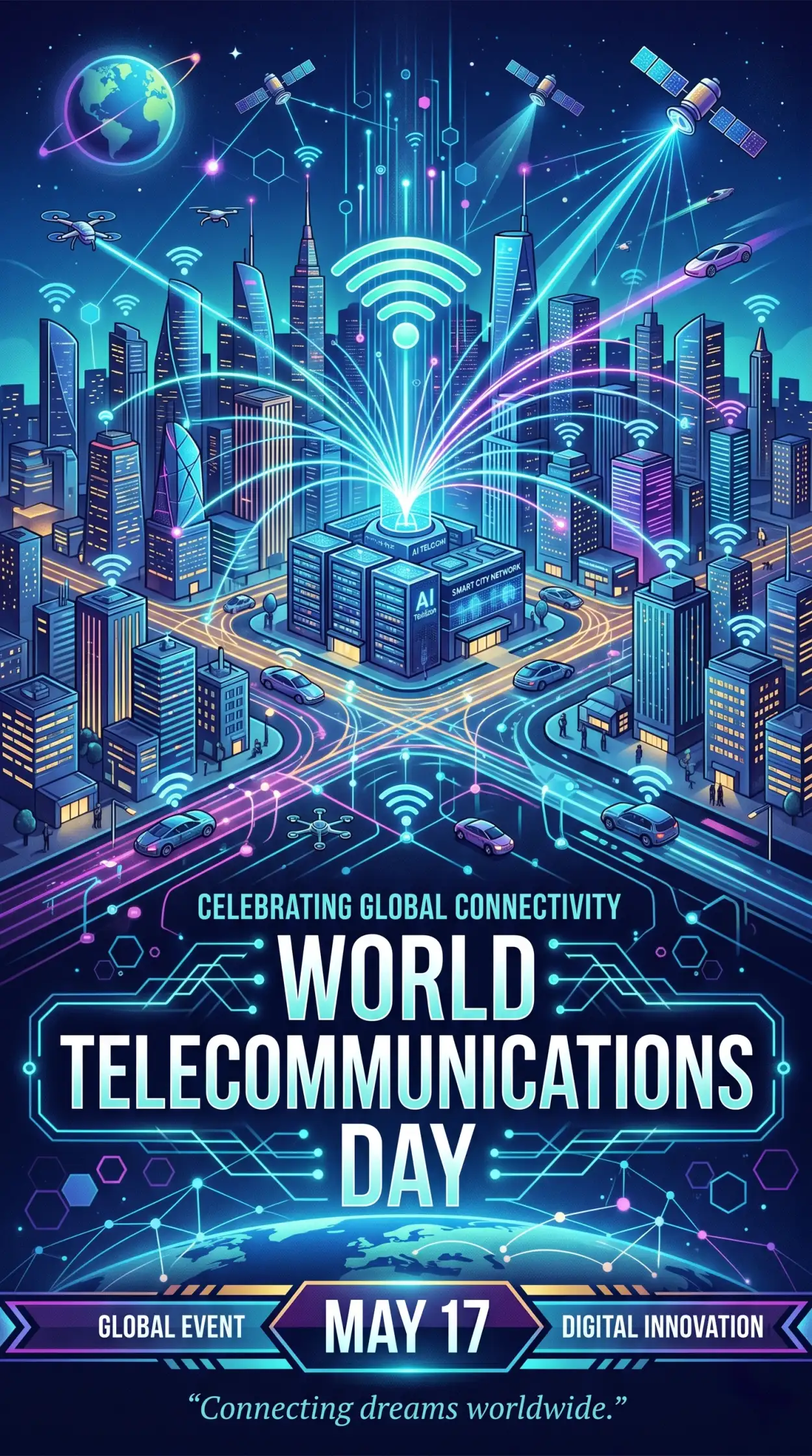 Free Download World Telecommunications Day 2026 Telecom Communication Poster - High Quality World Telecommunications Day Image