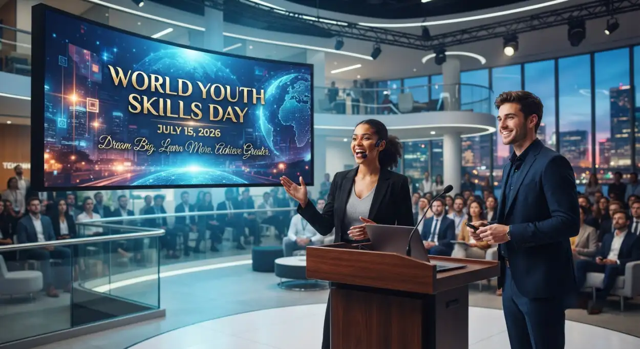 Free Download World Youth Skills Day 2026 Widescreen Banner - High Quality World Youth Skills Day 2026 Banner Image