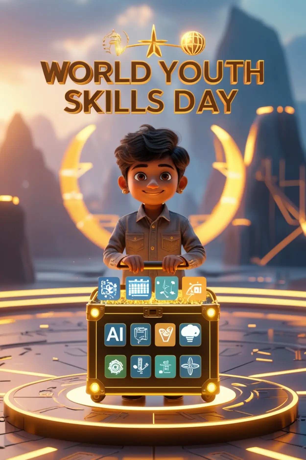 Free Download World Youth Skills Day Poster With Slogan - High Quality Orld Youth Skills Day Background